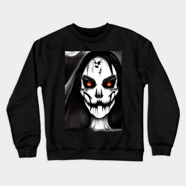 EERIE RED EYED SPOOKY HALLOWEEN VAMPIRESS Crewneck Sweatshirt by sailorsam1805